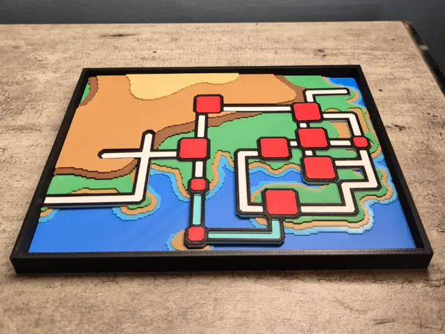 3D Topographic Kanto Region Map - Pokemon Wall Art