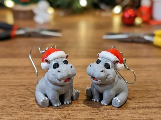 Christmas Hippo Earrings - .2 or .4 versions