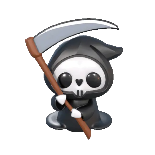 Cute Grim Reaper 3D Model Adorable Skeleton Figure