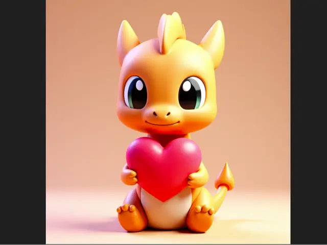 Cute Baby Dragon with Heart