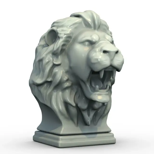 Lion Head Sculpture 3D Model